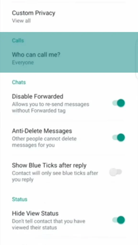 GB WhatsApp Call Privacy