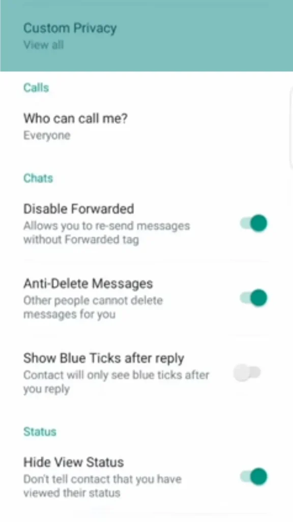 GB WhatsApp Custom Privacy